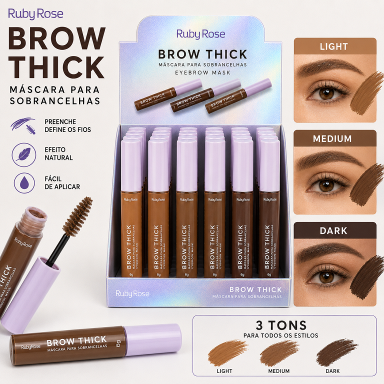 MÁSCARA PARA SOBRANCELHAS BROW THICK RUBY ROSE BOX COM 36UN