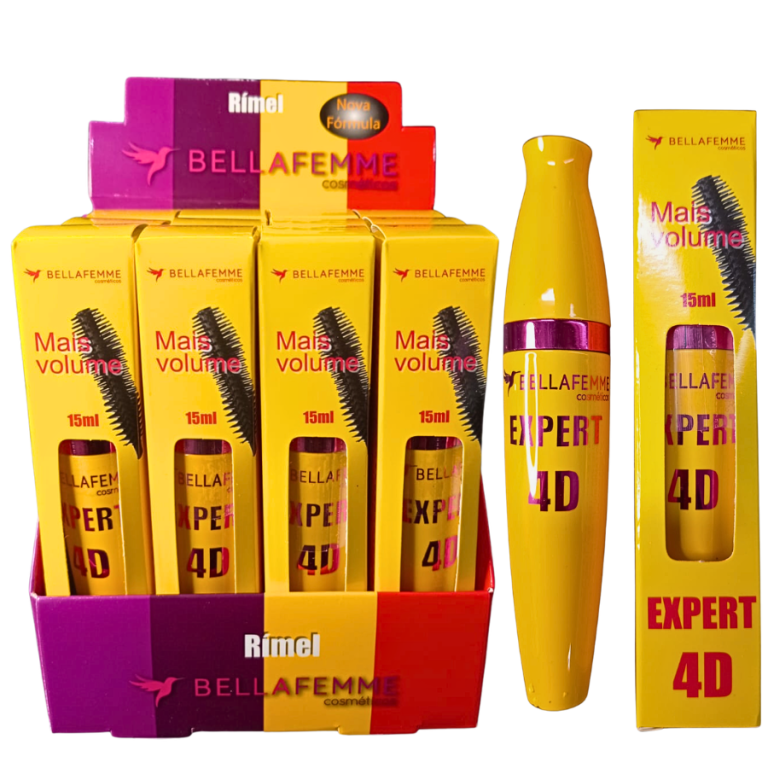 MÁSCARA DE CÍLIOS 4D MAIS VOLUME BELLA FEMME 15ML BOX COM 12 UN