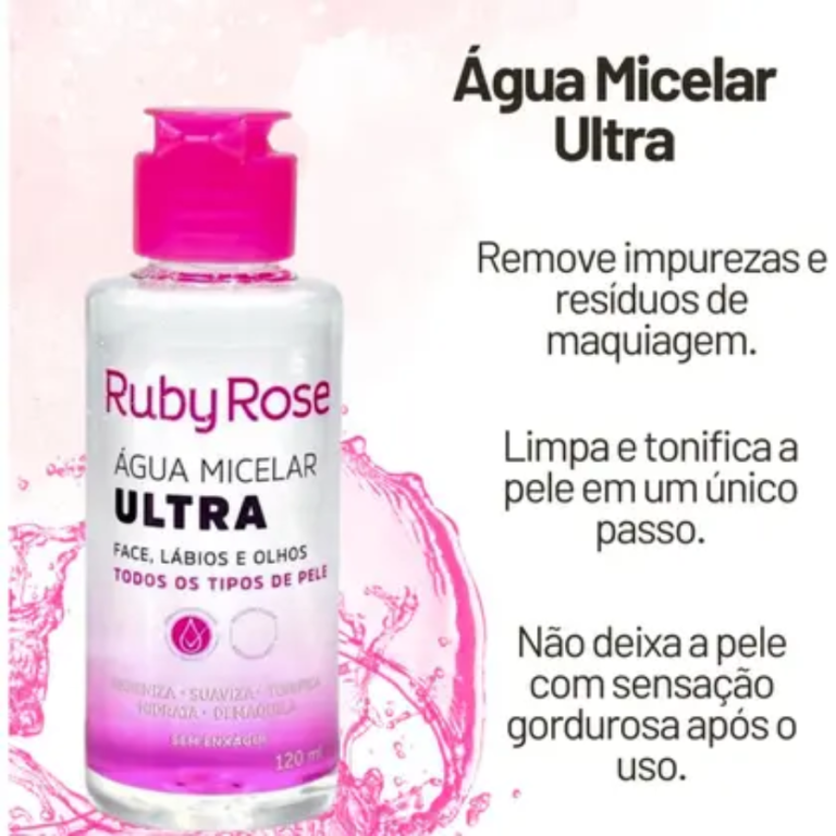 ÁGUA MICELAR ULTRA 120ML RUBY ROSE