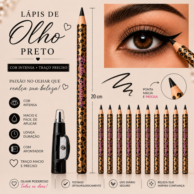 LÁPIS DE OLHO PRETO ONÇA BELLA FEMME BOX COM 12 UN