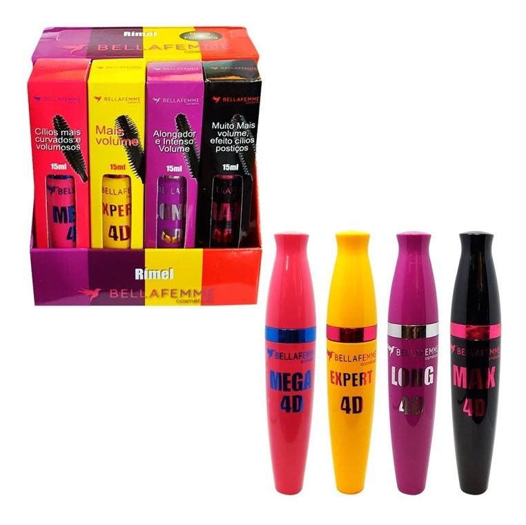 MÁSCARA DE CÍLIOS MIX 4D BELLA FEMME 15ML BOX COM 12 UN