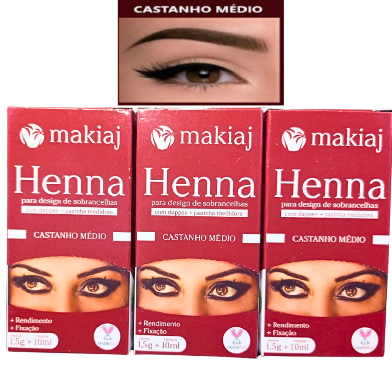 HENNA PARA SOBRANCELHA PROFISSIONAL CASTANHO MÉDIO MAKIAJ