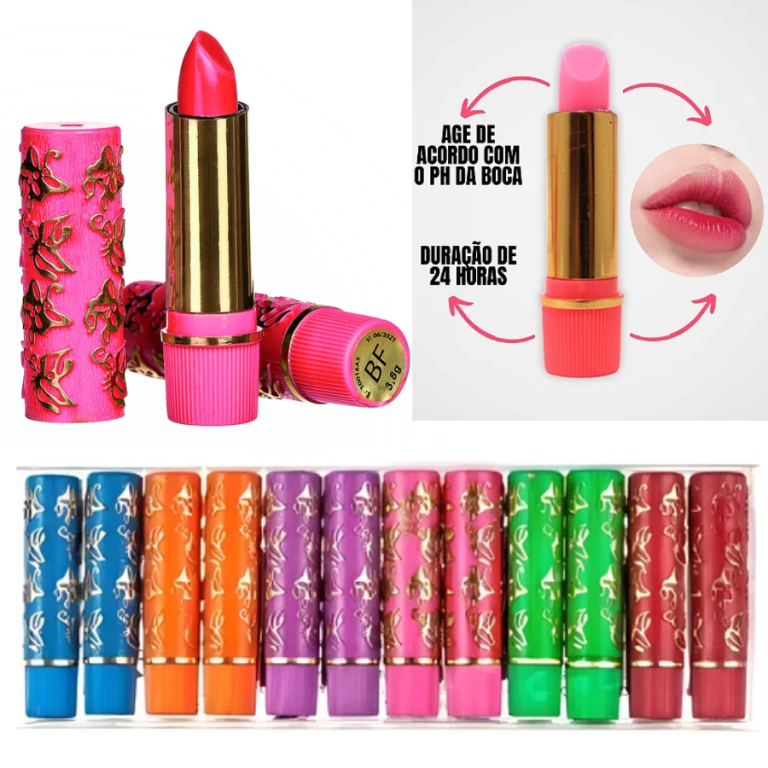 BATOM MÁGICO COLORIDO BELLA FEMME 3,4G BOX COM 12UN