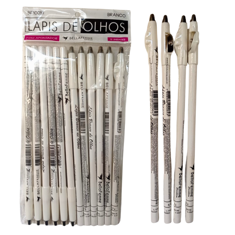 LÁPIS DE OLHO BRANCO COM APONTADOR BELLA FEMME BOX COM 12 UN