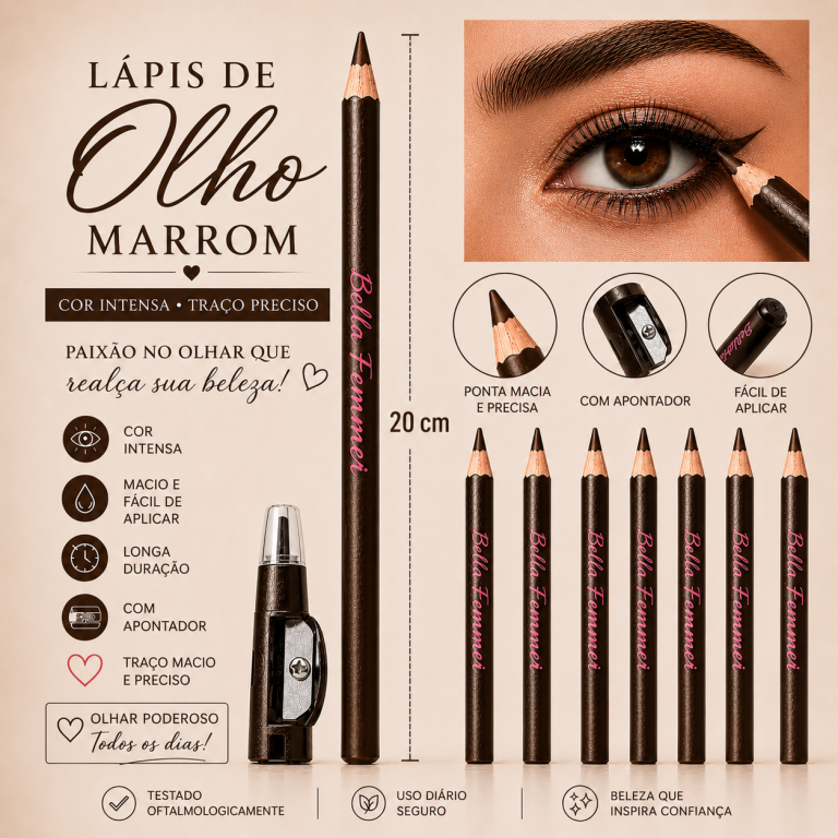 LÁPIS DE OLHO MARROM BELLA FEMME  BOX COM 12 UN