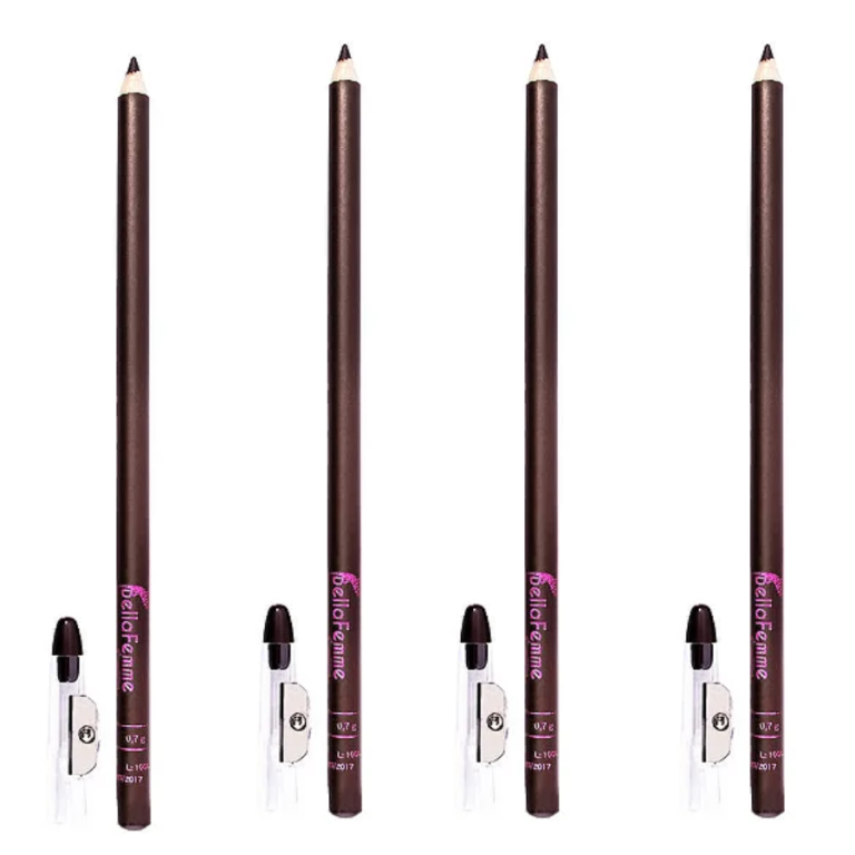 LÁPIS DE OLHO MARROM COM APONTADOR BELLA FEMME BOX COM 12 UN