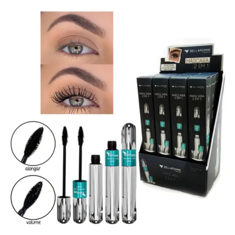 MÁSCARA DE CÍLIOS 2X1 15ML BELLA FEMME BOX COM 12 UN