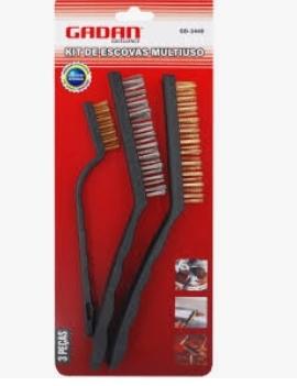 KIT ESCOVA DE AÇO MANUAL 3 EM 1 REFORÇ. GADAN GD-3440