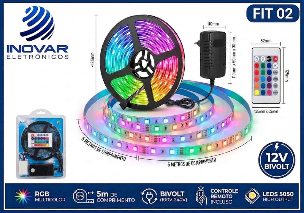 FIT 02 FITA DE LED 5 METROS COM FONTE E CONTROLE 5050 RGB