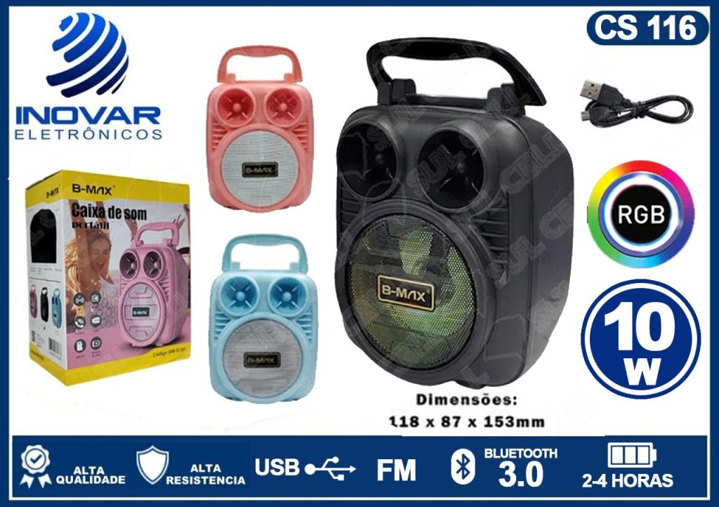 CS 116 CAIXA DE SOM BLUETOOTH FM/SD/USB 6W   (a 15cm l12cm p12cm) KV-811103  RAD-11103 ka-8002