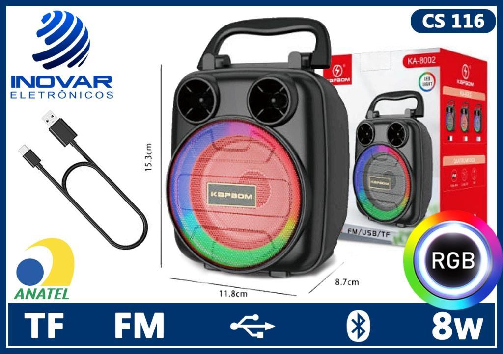 CS 116 CAIXA DE SOM BLUETOOTH FM/SD/USB 6W   (a 15cm l12cm p12cm) KV-811103  RAD-11103 ka-8002