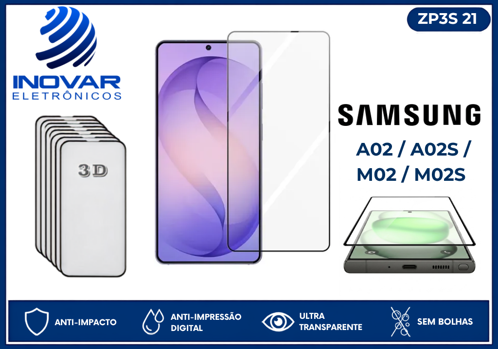 ZP3S 21 PELICULA 3D  SAMSUNG A02 / A02S / M02 / M02S