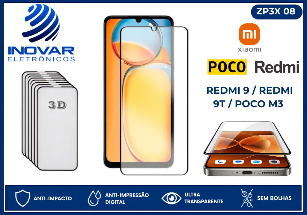 ZP3X 08 PELICULA 3D XIAOMI REDMI 9 / REDMI 9T / POCO M3