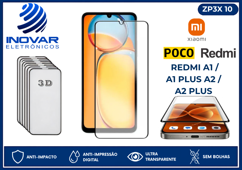 ZP3X 10 PELICULA 3D XIAOMI REDMI A1 / A1 PLUS A2 / A2 PLUS
