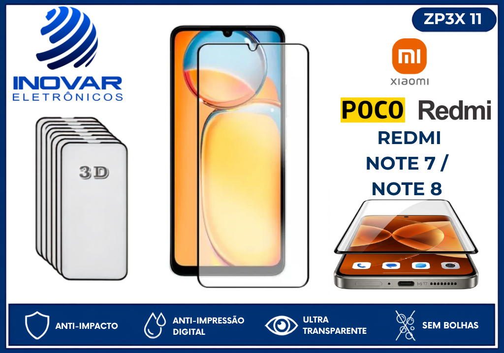 ZP3X 11 PELICULA 3D XIAOMI REDMI NOTE 7 / NOTE 8