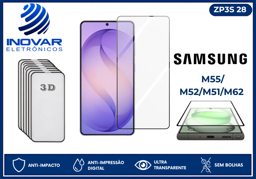 ZP3S 28 PELICULA 3D  SAMSUNG M55/ M52/M51/M62