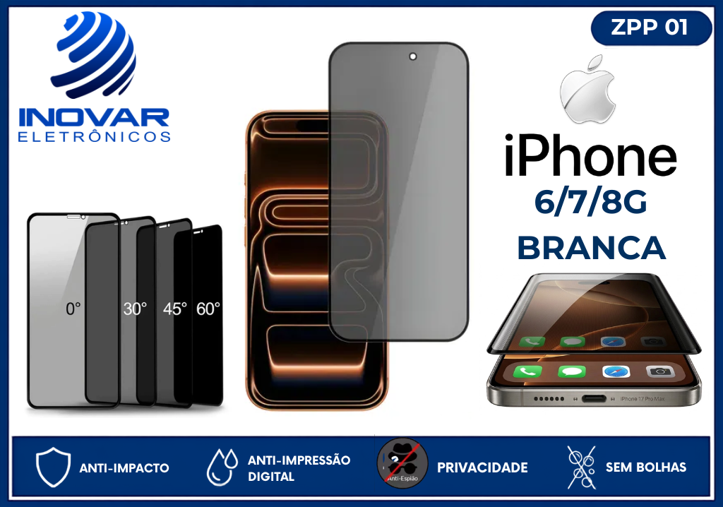 ZPP 01 PELICULA 3D PRIVACIDADE IPHONE 6/7/8G BRANCA