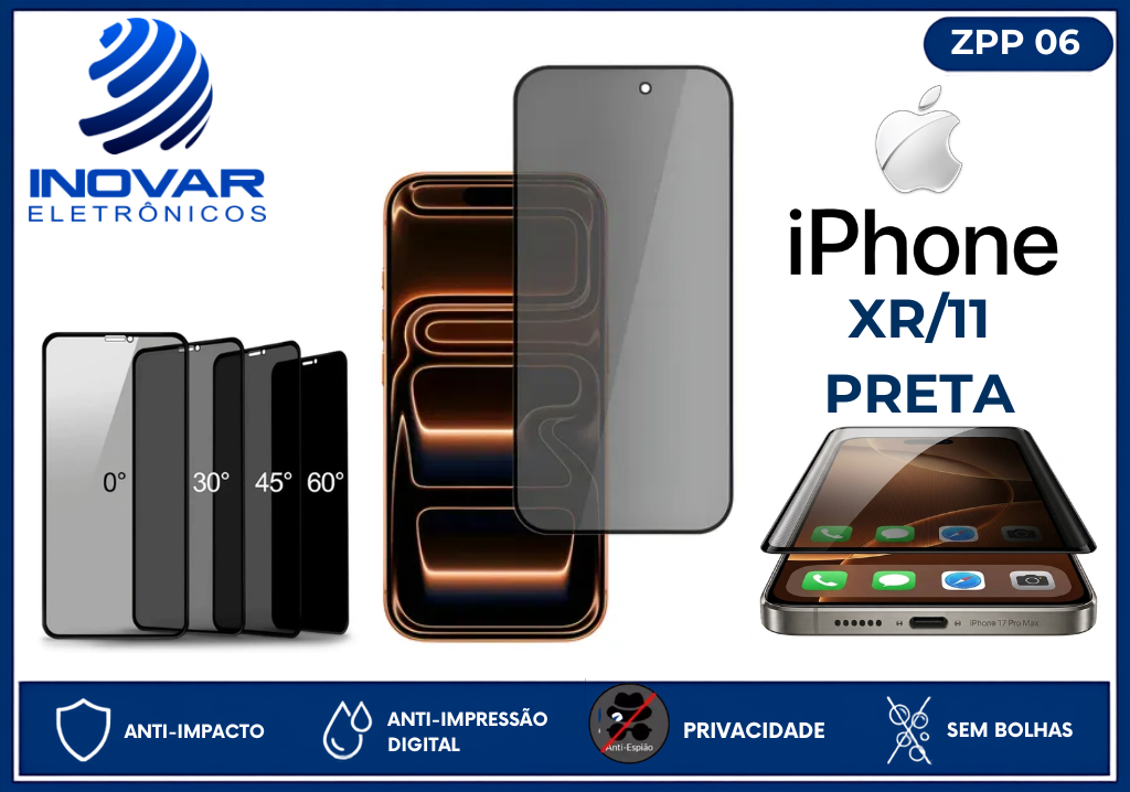 ZPP 06 PELICULA 3D PRIVACIDADE IPHONE XR/11 PRETA