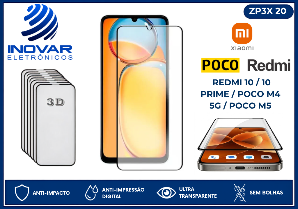 ZP3X 20 PELICULA 3D XIAOMI REDMI 10 /10 PRIME / POCO M4 5G / POCO M5