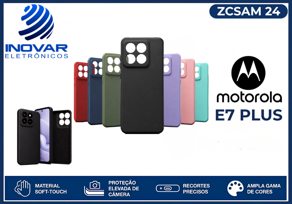 ZCSAM 24 CAPA SILICONE AVELUDADA (sem blister) MOTOROLA E7 PLUS