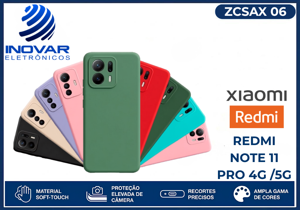 ZCSAX 06 CAPA SILICONE AVELUDADA (sem blister) XIAOMI REDMI NOTE 11 PRO 4G /5G