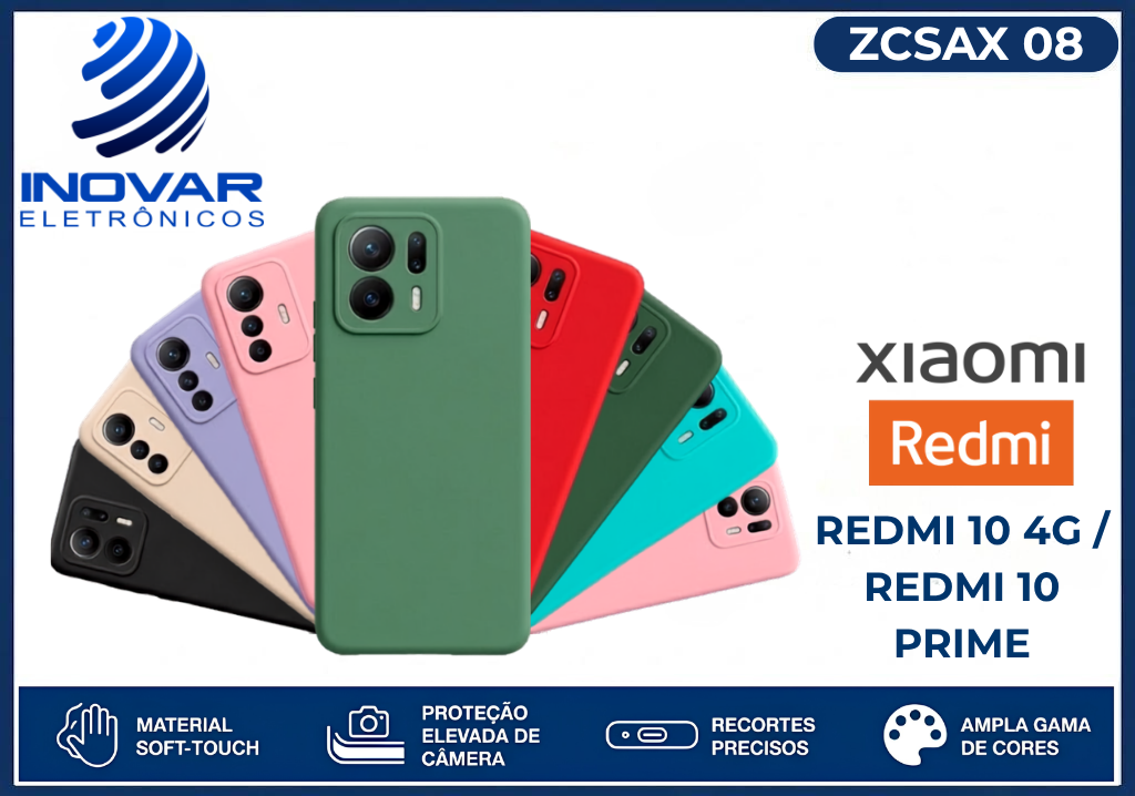 ZCSAX 08 CAPA SILICONE AVELUDADA (sem blister) XIAOMI REDMI 10 4G / REDMI 10 PRIME