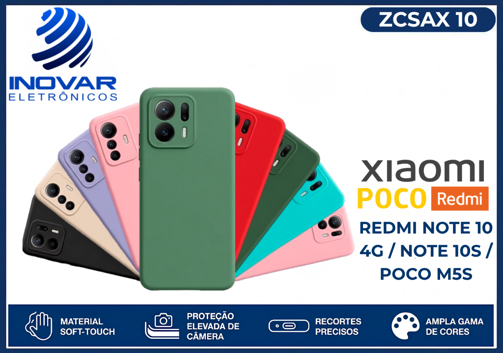 ZCSAX 10 CAPA SILICONE AVELUDADA (sem blister) XIAOMI REDMI NOTE 10 4G / NOTE 10S / POCO M5S