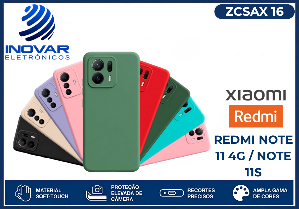 ZCSAX 16 CAPA SILICONE AVELUDADA (sem blister) XIAOMI REDMI NOTE 11 4G / NOTE 11S