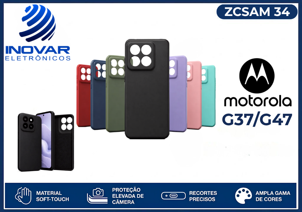 ZCSAM 34 CAPA SILICONE AVELUDADA (sem blister) MOTOROLA G37/G47