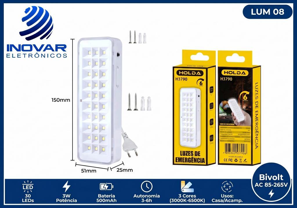LUM 08 LUMINARIA DE EMERGENCIA 30LEDS 3W KA-L5758 h3790