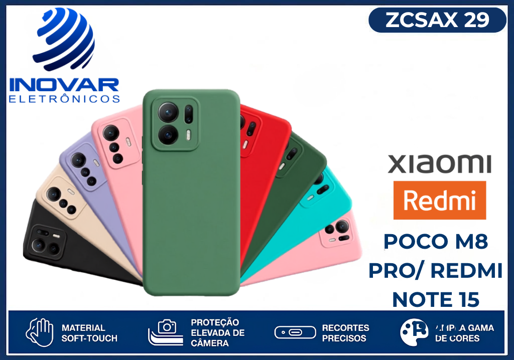 ZCSAX 29 CAPA SILICONE AVELUDADA (sem blister) XIAOMI POCO M8 PRO/ REDMI NOTE 15 PRO