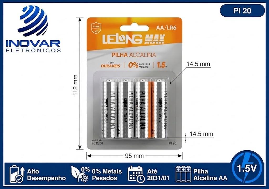 PI 20 BLISTER COM 4 PILHAS AA ALCALINA CELL-11033 11057 LE-7999-3