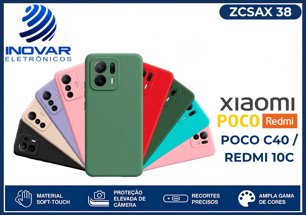 ZCSAX 38 CAPA SILICONE AVELUDADA (sem blister) XIAOMI POCO C40 / REDMI 10C