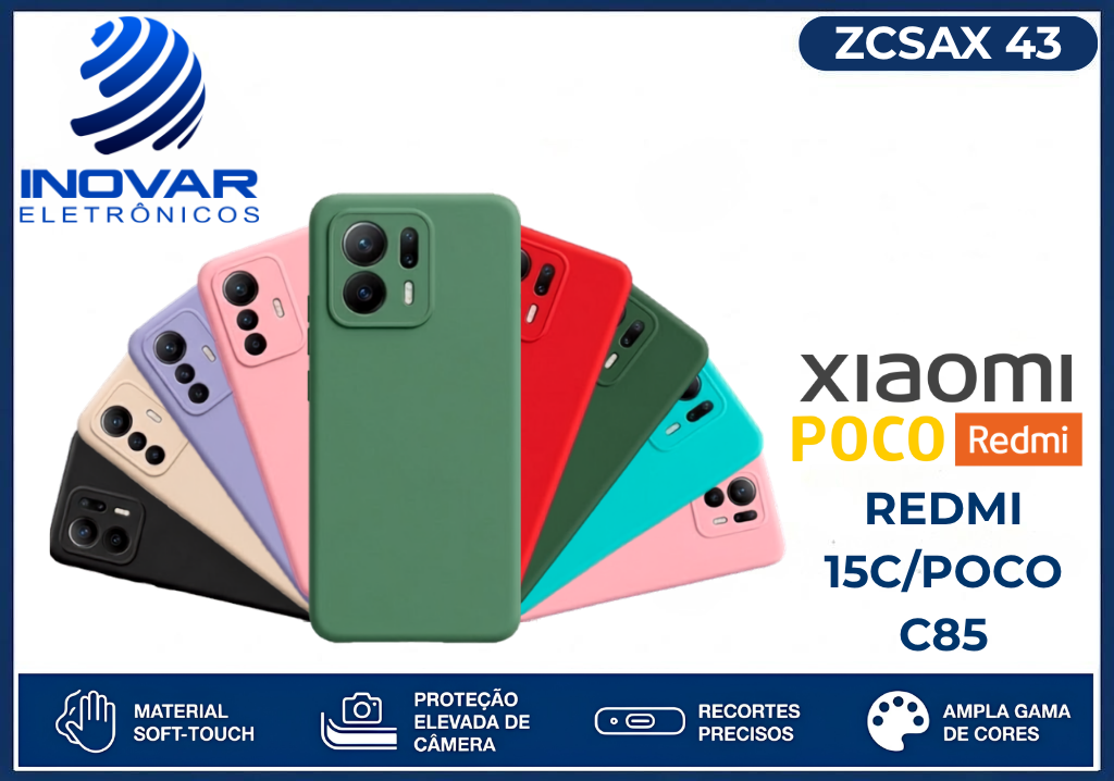 ZCSAX 43 CAPA SILICONE AVELUDADA (sem blister) XIAOMI REDMI 15C/POCO C85