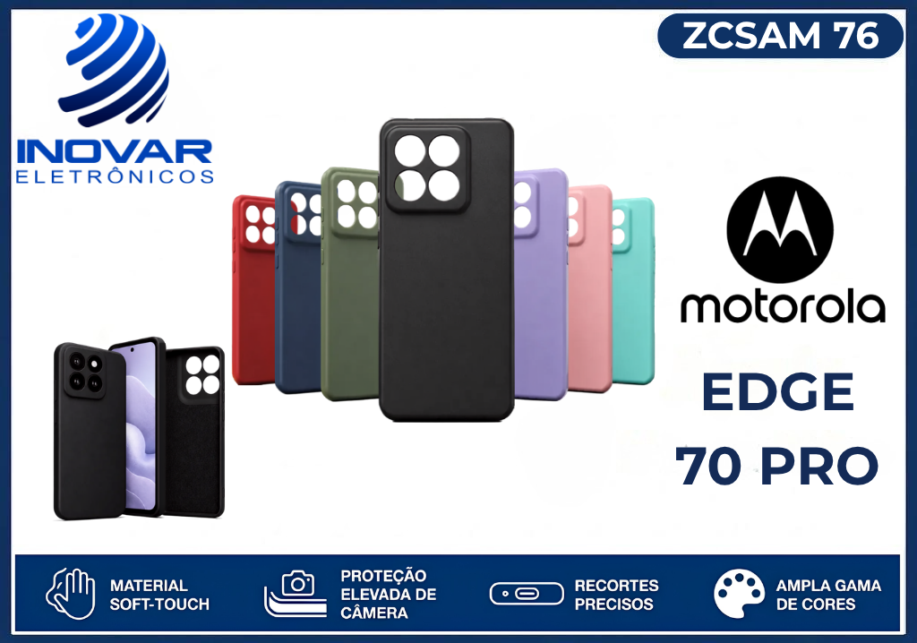 ZCSAM 76 CAPA SILICONE AVELUDADA (sem blister) MOTOROLA EDGE 70 PRO