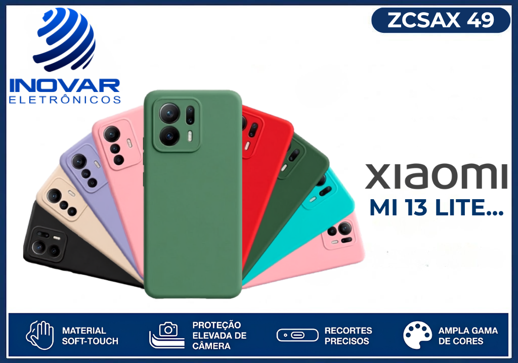 ZCSAX 49 CAPA SILICONE AVELUDADA (sem blister) XIAOMI MI 13 LITE...