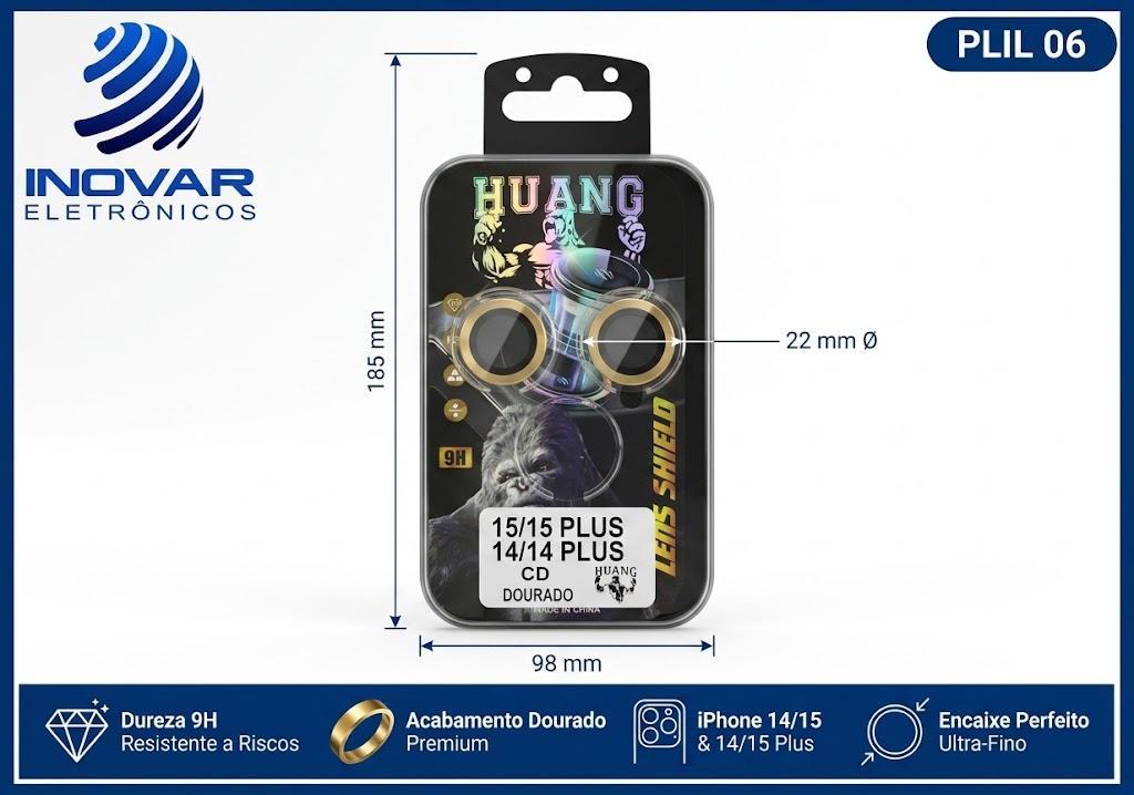 PLIL 06 PROTETOR EM METAL DE LENTE CAMERA LISA IPHONE 14G / 14 MAX / 15G / 15 MAX