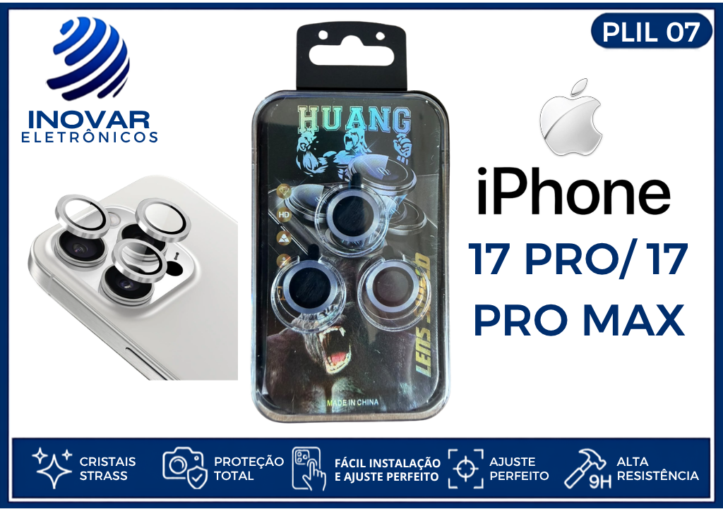 PLIL 07 PROTETOR EM METAL DE LENTE CAMERA LISA IPHONE 17 PRO/17 PRO MAX