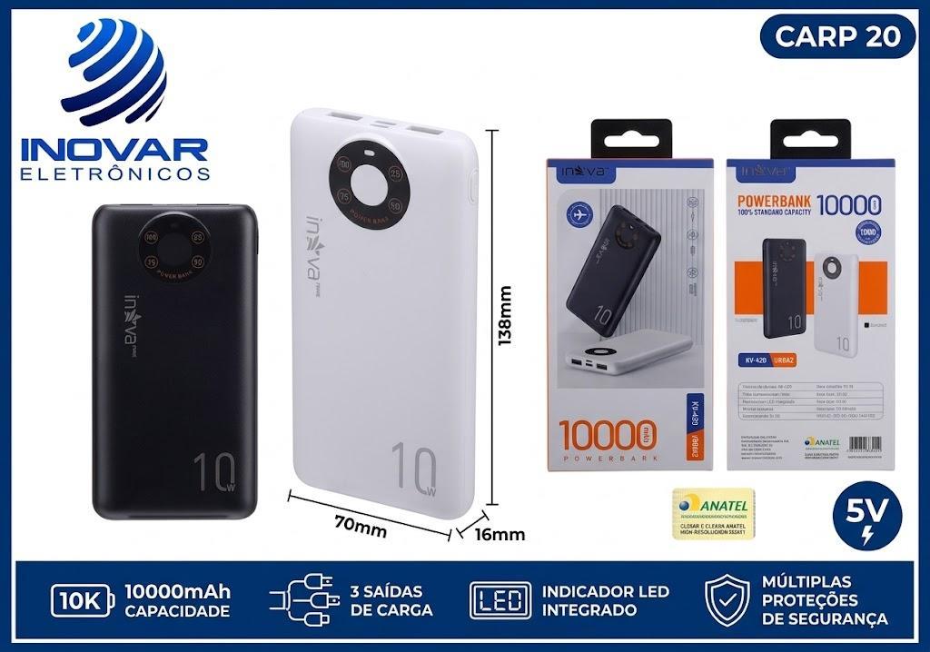 CARP 20 CARREGADOR PORTATIL 10.000 mAh POWER BANK KV-420 KV-20378 8523
