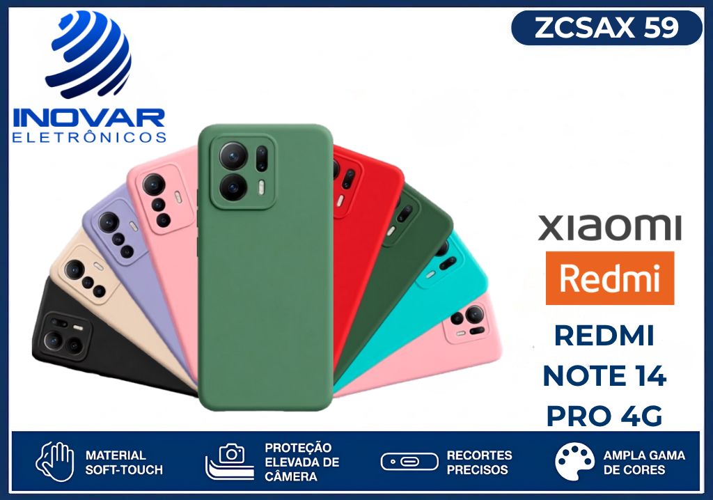 ZCSAX 59 CAPA SILICONE AVELUDADA (sem blister) XIAOMI REDMI NOTE 14 PRO 4G