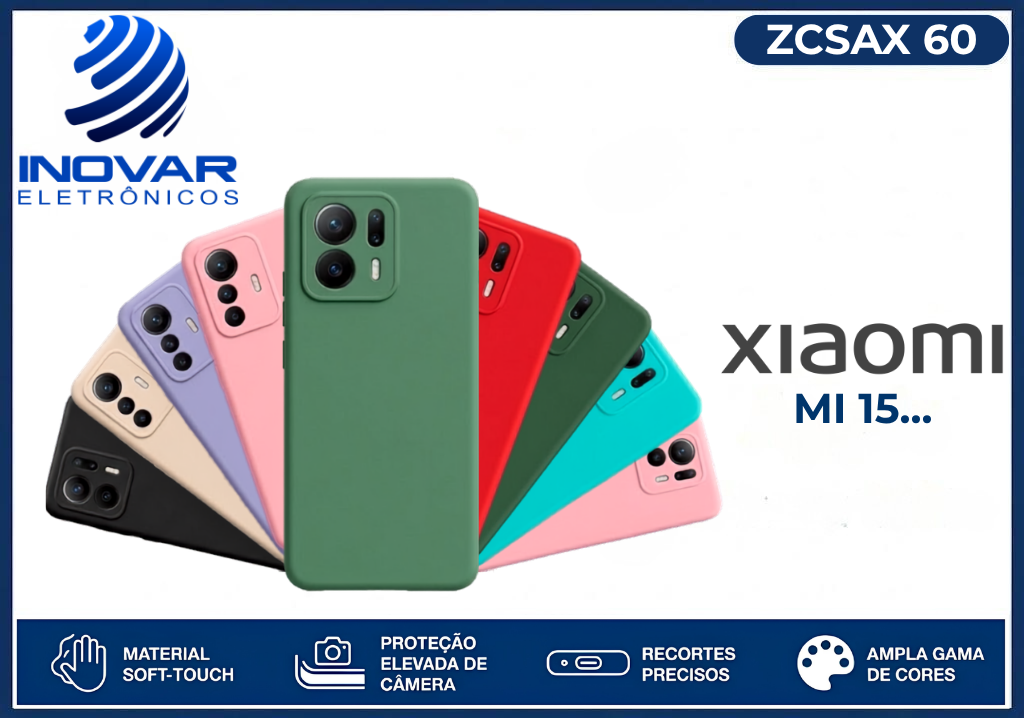 ZCSAX 60 CAPA SILICONE AVELUDADA (sem blister) XIAOMI MI 15...