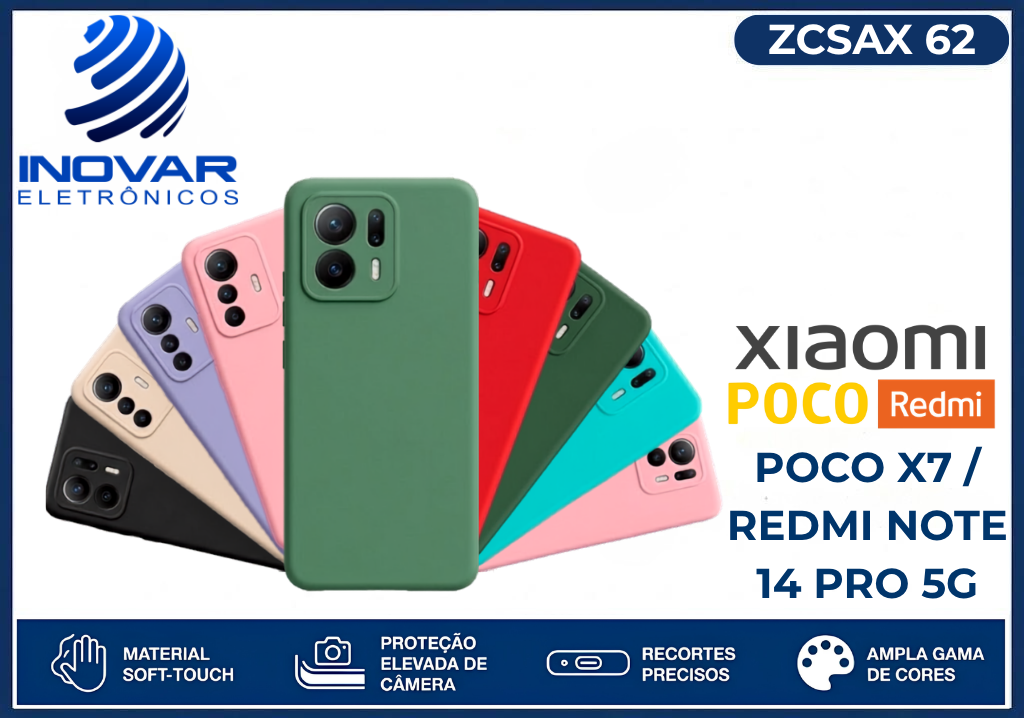 ZCSAX 62 CAPA SILICONE AVELUDADA (sem blister) XIAOMI POCO X7 / REDMI NOTE 14 PRO 5G