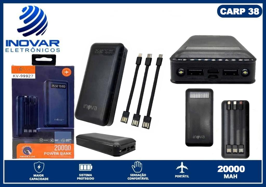 CARP 38 CARREGADOR PORTATIL 20.000 mAh COM ANATEL KV99927