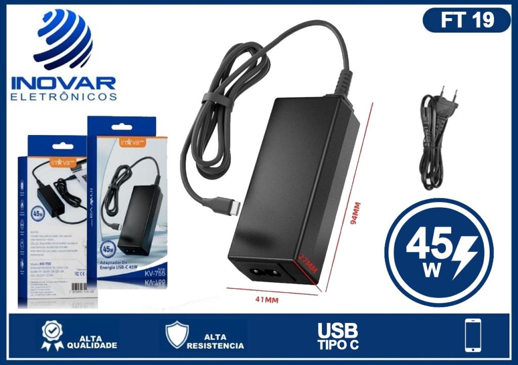 FT 19 FONTE NOTEBOOK 45W TIPO C KV-755