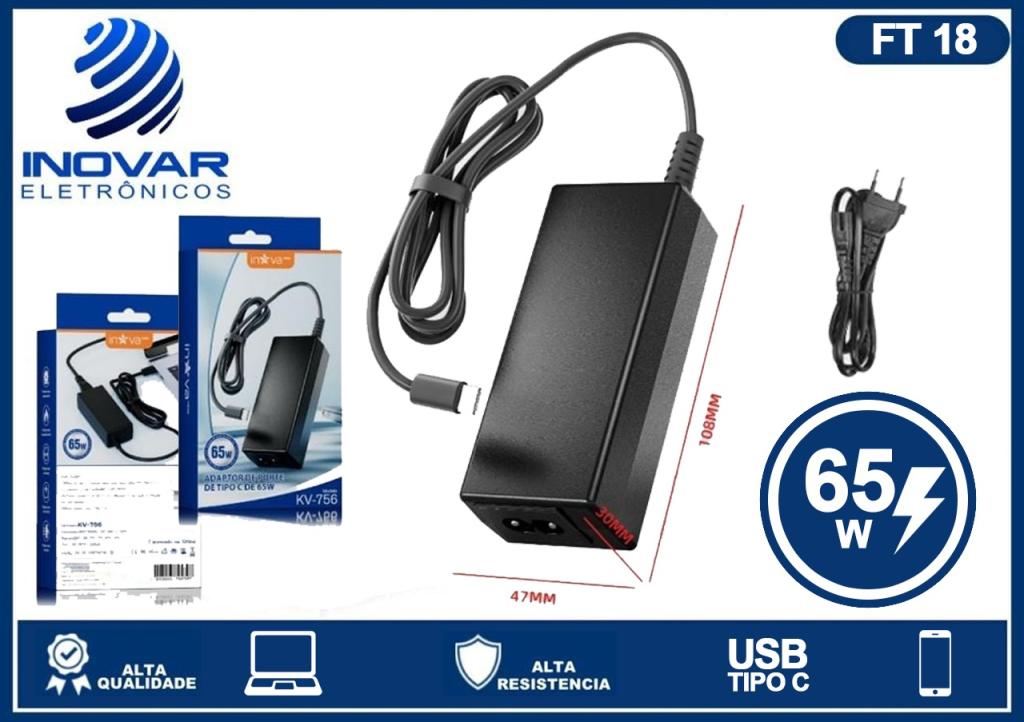 FT 18 FONTE NOTEBOOK 65W TIPO C KV-756