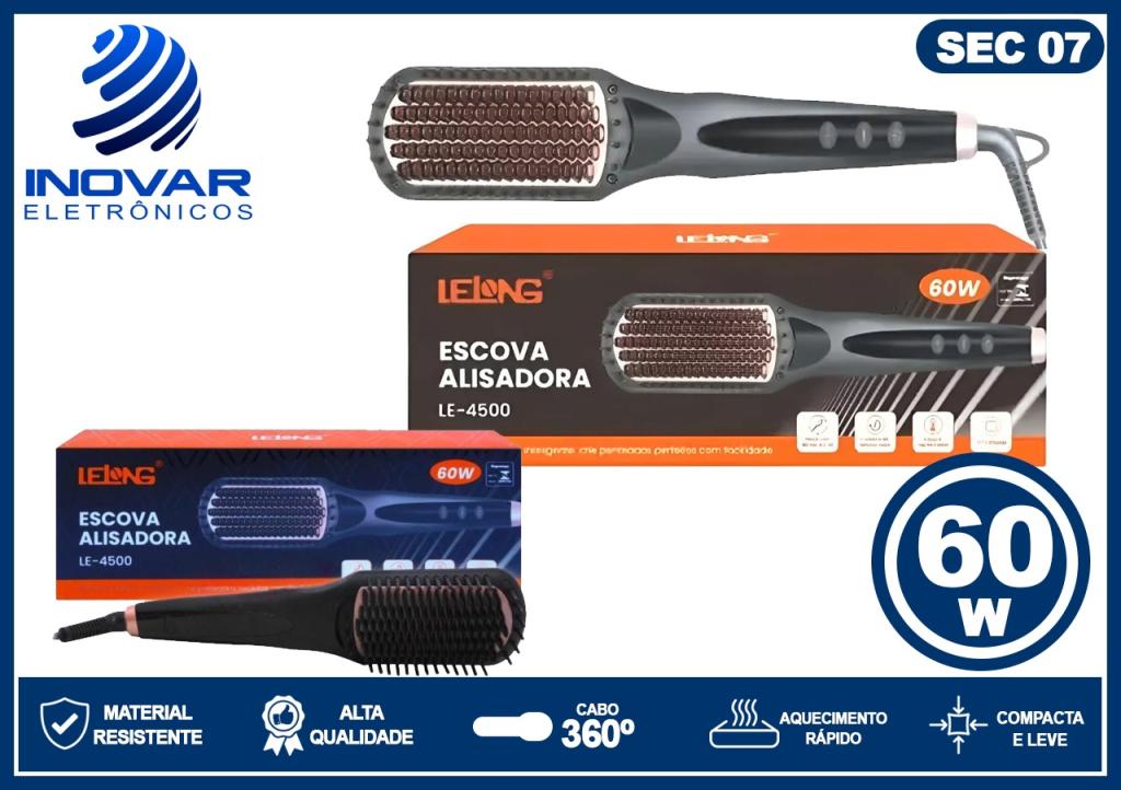 SEC 07 ESCOVA ALISADORA PARA CABELO 60W 230°C LE-4500