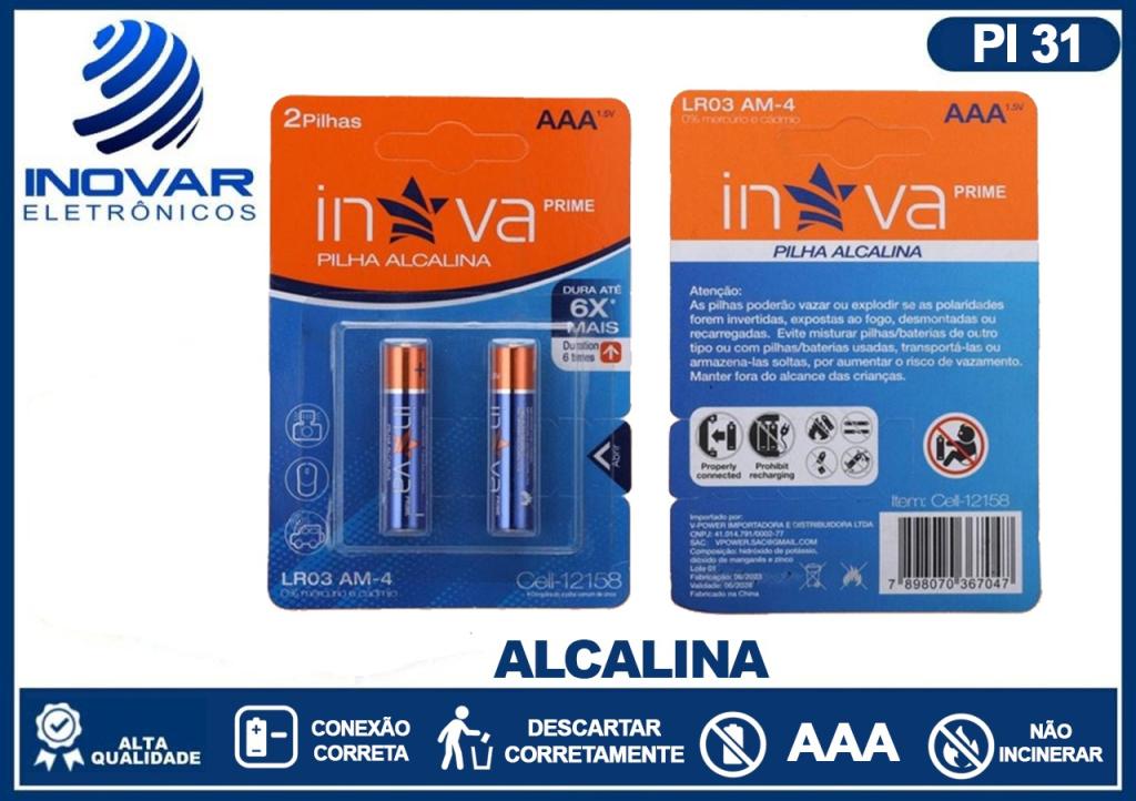 PI 31 BLISTER COM 2 PILHAS AAA ALCALINA CELL-12158