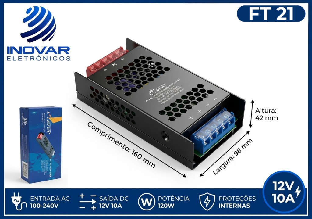 FT 21 FONTE CHAVEADA 12V 120W 10A