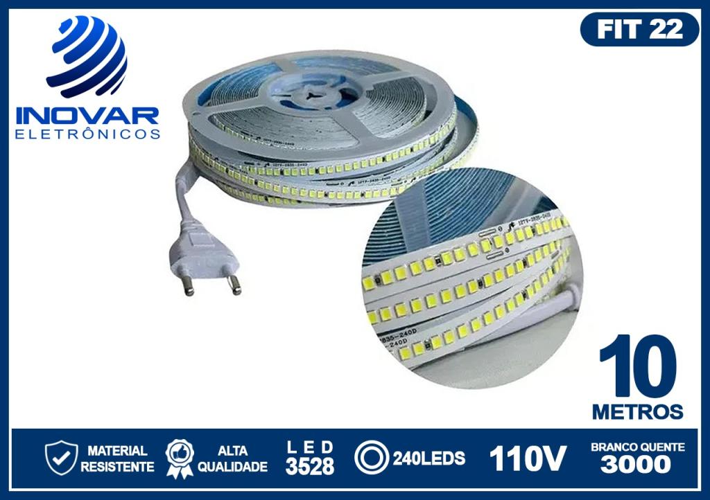 FIT 22 FITA DE LED 3528 240 LEDS POR METRO 110V 10 METROS