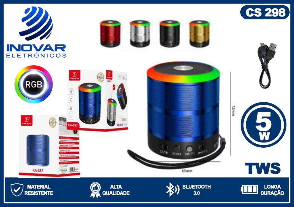 CS 298 CAIXA DE SOM COM LED RGB TWS KA887B